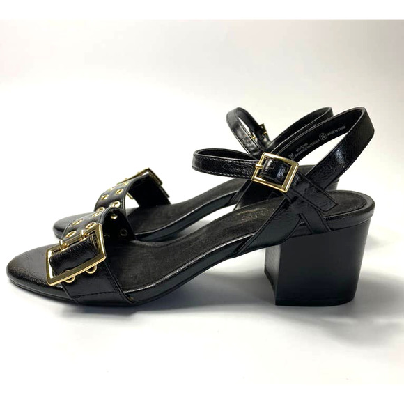 Women's Aerosoles Heel Rest Cushion Black Heel Grommet Buckle Sandal Black 9 - Picture 3 of 6